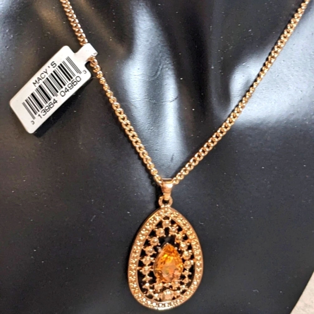 Macy's Rose Gold Crystal Pendant Necklace